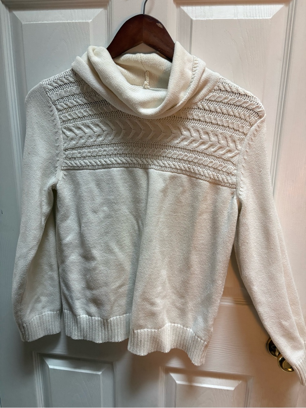 Jones New York Cream Cowl Neck Knit Sweater